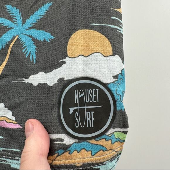 Nauset Surf Gray Multicolor Tropical Floral Palm Tree Print Swim‎ Trunks Sz 27 - Picture 3 of 9